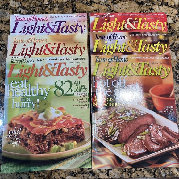 Taste of Homes Light And Tasty Cooking Recipe Magazines 2007 Back Issue Set Of 6 - Picture 1 of 13